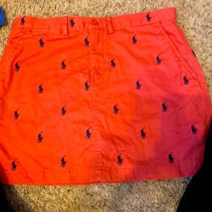 Polo Ralph Lauren polo horses all over skirt size 4 .Mauve Navy